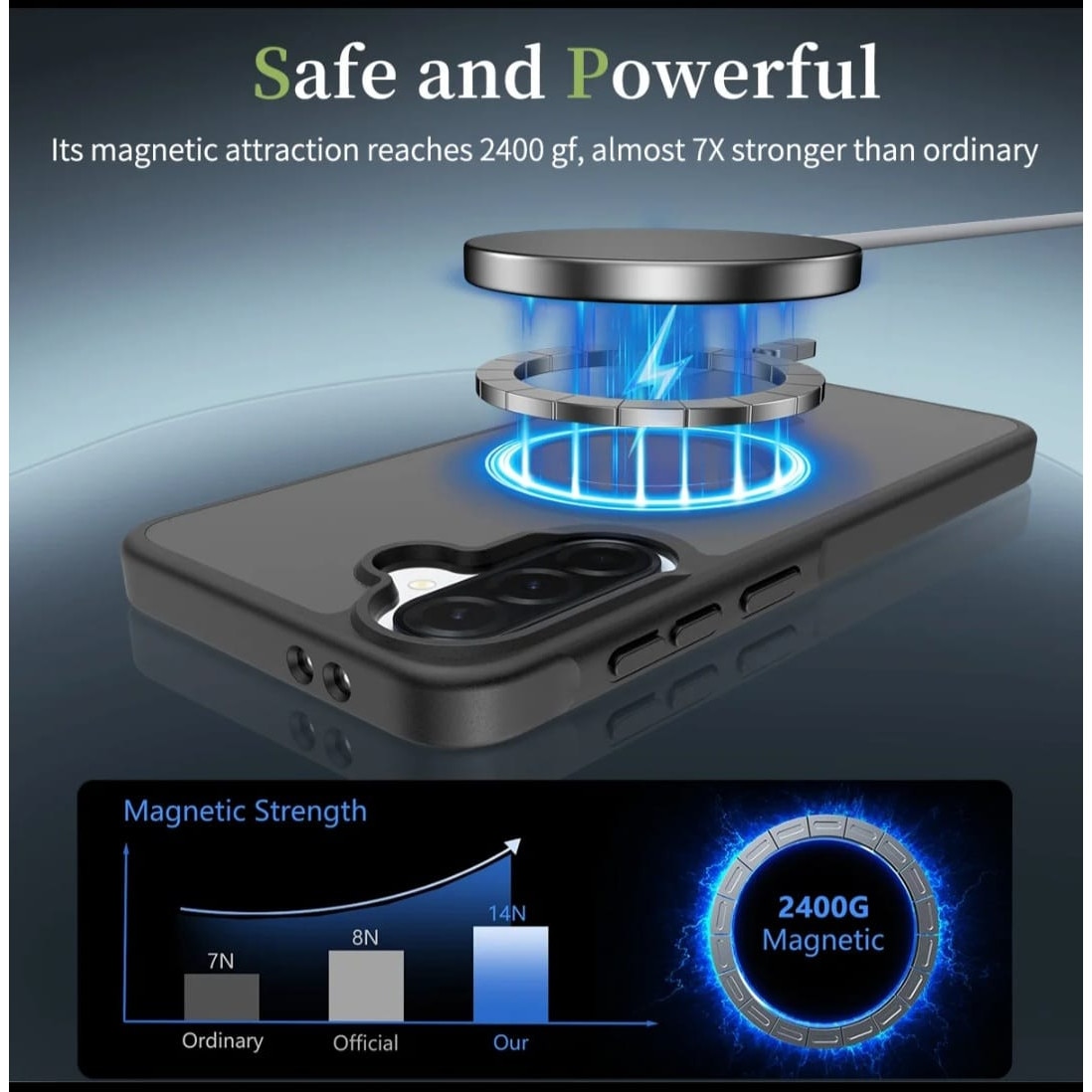 Husa Magnetica Pentru Samsung Galaxy S24, PC + TPU Premium, Anti-Amprenta Instant, Compatibila Incarcare Wireless, Protectie Antishock, Soft Touch, Anti-Alunecare, Design Slim Elegant, Negru Transparent