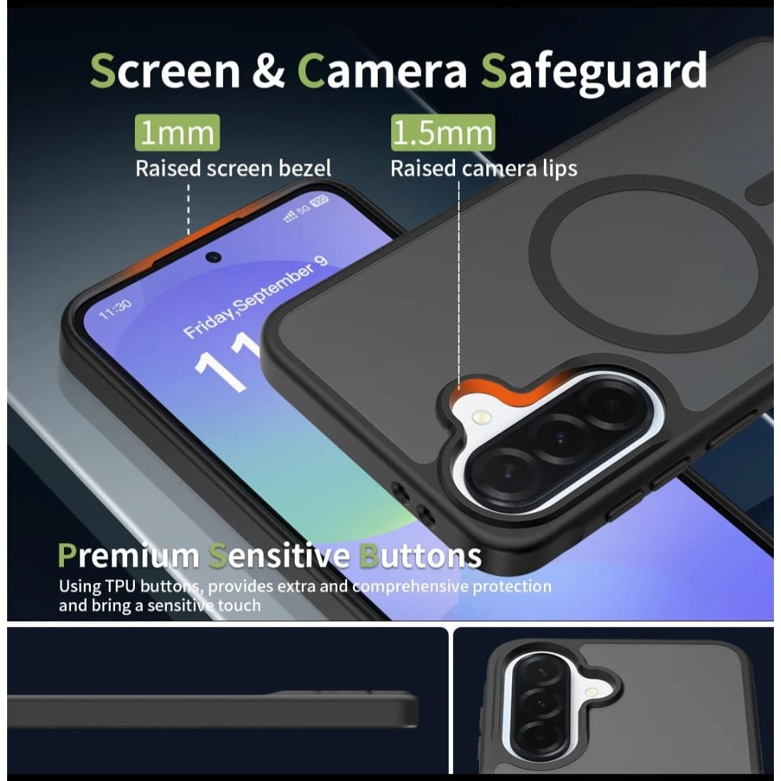 Husa Magnetica Pentru Samsung Galaxy S24, PC + TPU Premium, Anti-Amprenta Instant, Compatibila Incarcare Wireless, Protectie Antishock, Soft Touch, Anti-Alunecare, Design Slim Elegant, Negru Transparent