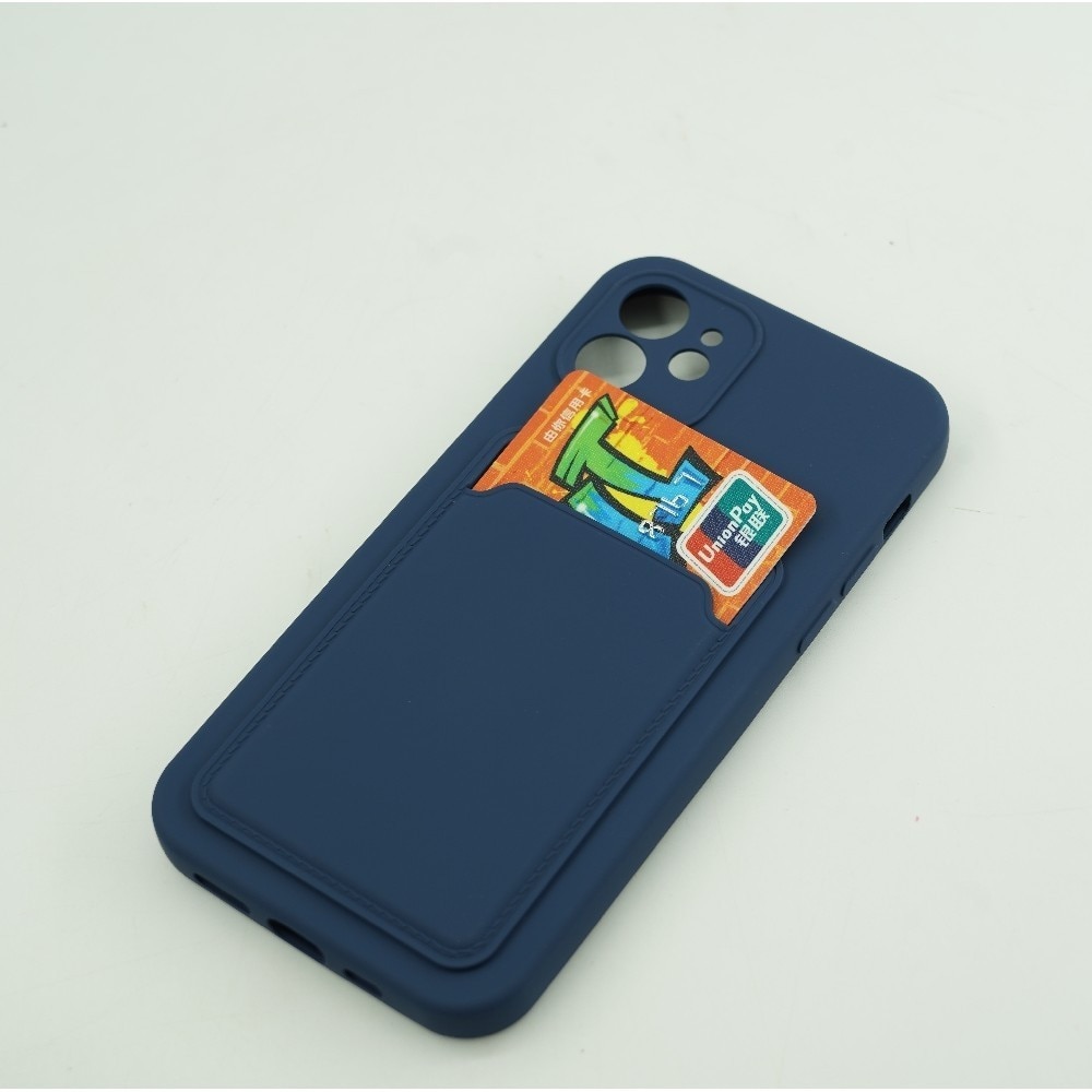 Husa protectie Flippy cu suport card compatibila cu Apple iPhone 13 Pro Max Albastru Inchis