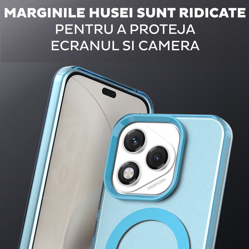 Husa pentru Honor 400 Lite DaDen® CandyCase MagSafe, Antisoc, Incarcare wireless, Butoane protejate, Albastru