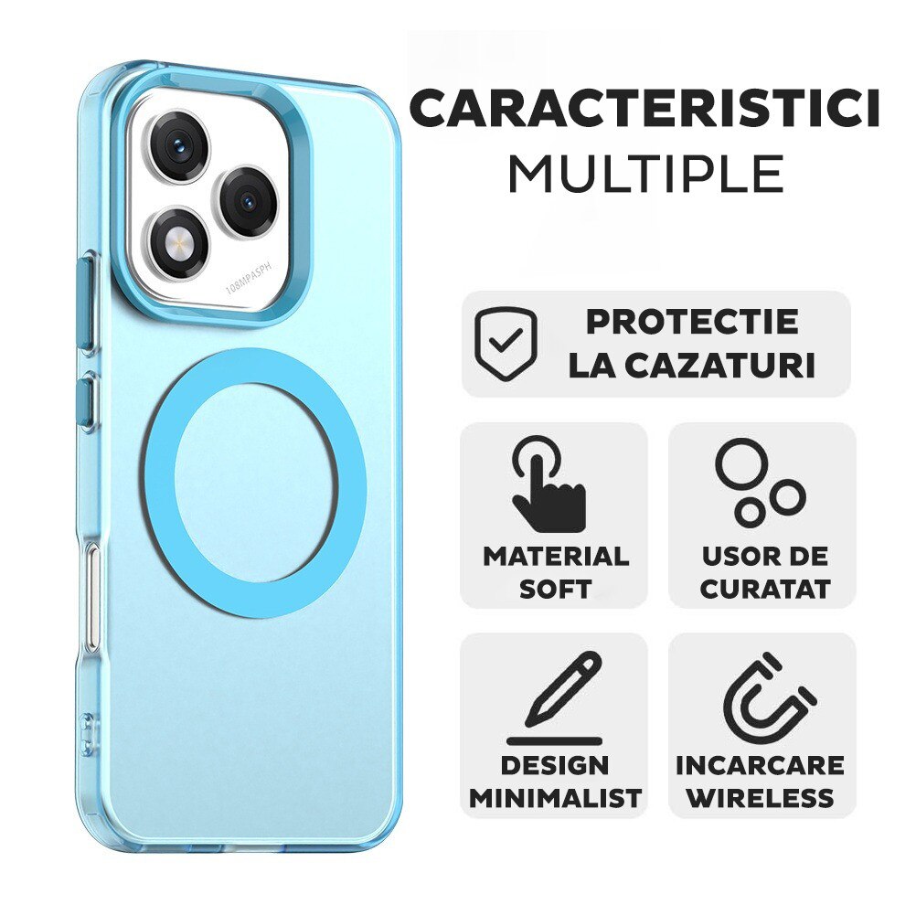 Husa pentru Honor 400 Lite DaDen® CandyCase MagSafe, Antisoc, Incarcare wireless, Butoane protejate, Albastru