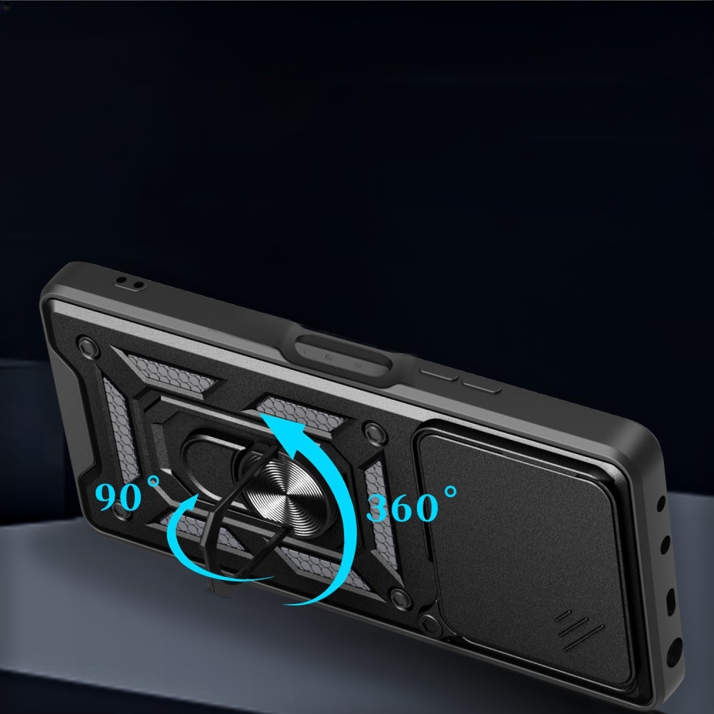 Husa telefon Oppo A5 Pro 5G, XGSM, CamShield Slide, neagra, cu suport integrat si manere pentru deget