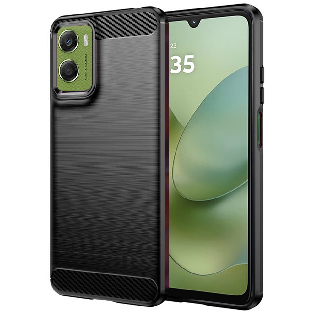 Husa pentru Motorola Moto G06, SKYDDAR INNOVATION, CarbonFiber, Antisoc, set cu sticker, Negru