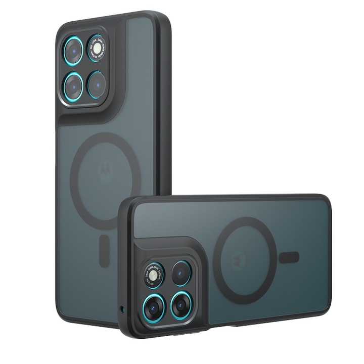 Husa pentru Motorola Moto G77 / G67 Daden® PureFrost MagSafe, Incarcare wireless, Protectie sporita, Anti-amprenta, Negru fumuriu
