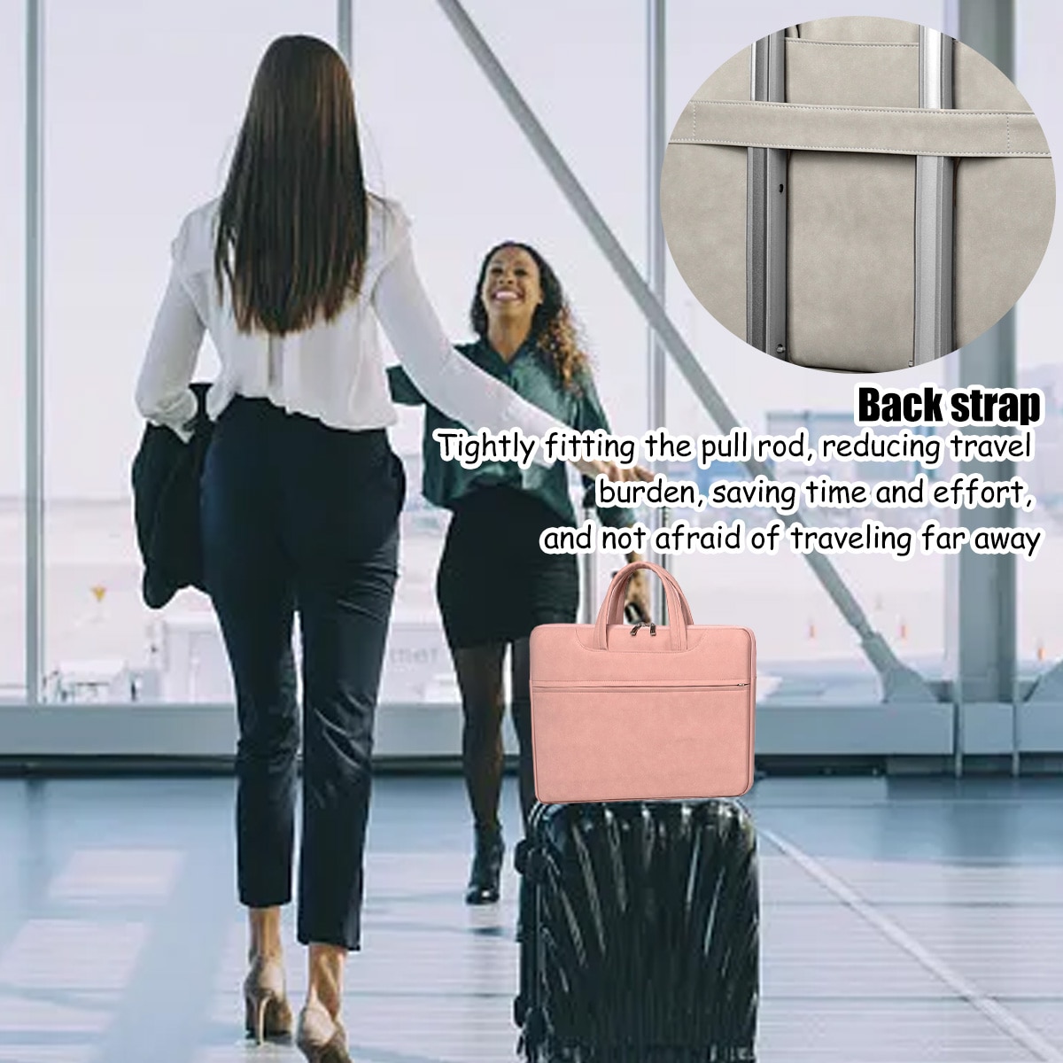 Geanta laptop HERUSI, piele PU, multifunctionala, verde-gri-roz-albastru, 33x24x3 cm