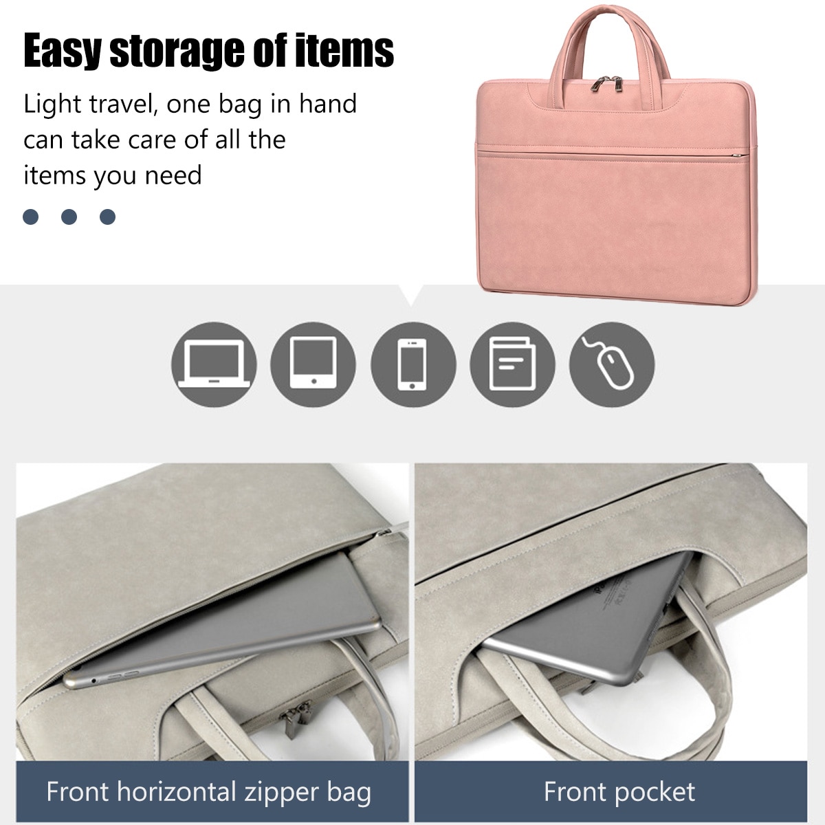 Geanta laptop HERUSI, piele PU, multifunctionala, verde-gri-roz-albastru, 33x24x3 cm