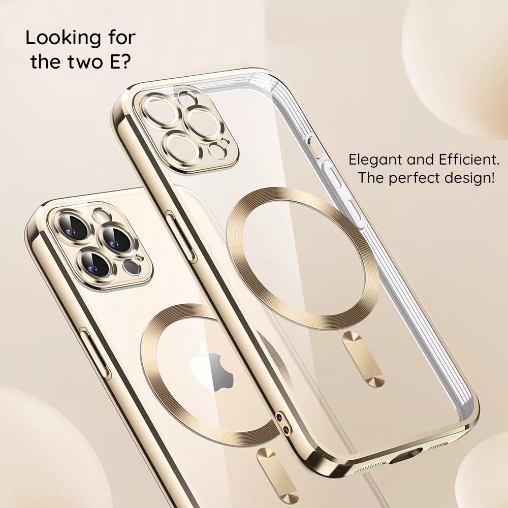 Husa Metallic MagSafe pentru Apple iPhone 15, Protectie completa, Design Trendy, Luxury Perfect Fit, Incarcare Magnetica, Auriu
