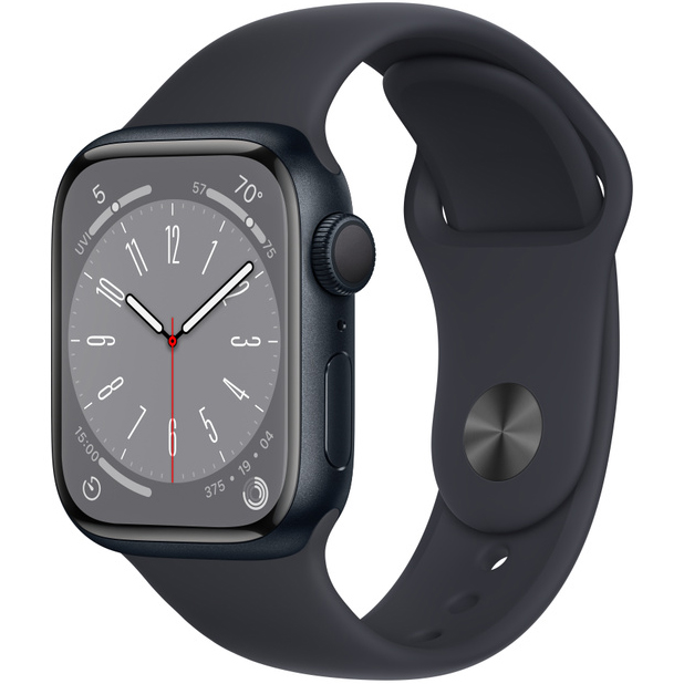 Ceas Smartwatch Apple Watch Series 8, GPS + Cellular, 41mm Midnight Aluminium Case, Midnight Sport Band