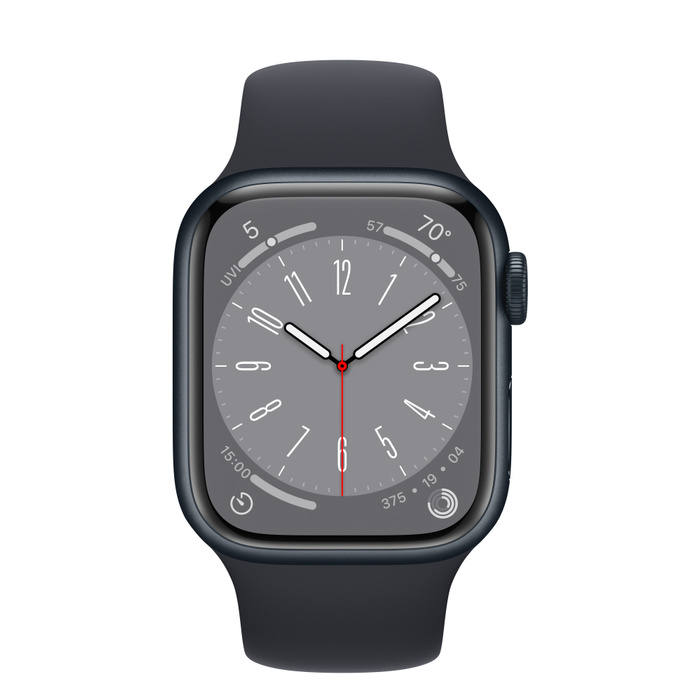 Ceas Smartwatch Apple Watch Series 8, GPS + Cellular, 41mm Midnight Aluminium Case, Midnight Sport Band