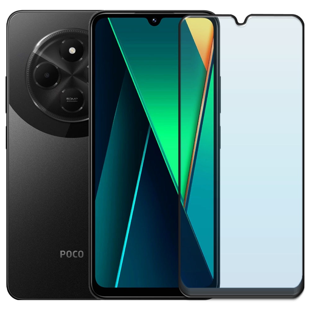 Folie din sticla securizata pentru Xiaomi Poco C75, HAMSTERBOX Glass Shield, Protectie completa ecran, Full face, Aplicare rapida, Case Friendly, Transparenta