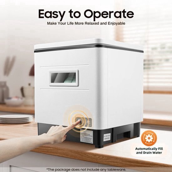 Masina de spalat vase compacta de masa Corenia QRE-2109733, 1500W, 220V, capacitate 41-60 L, alb, cu cos pentru tacamuri