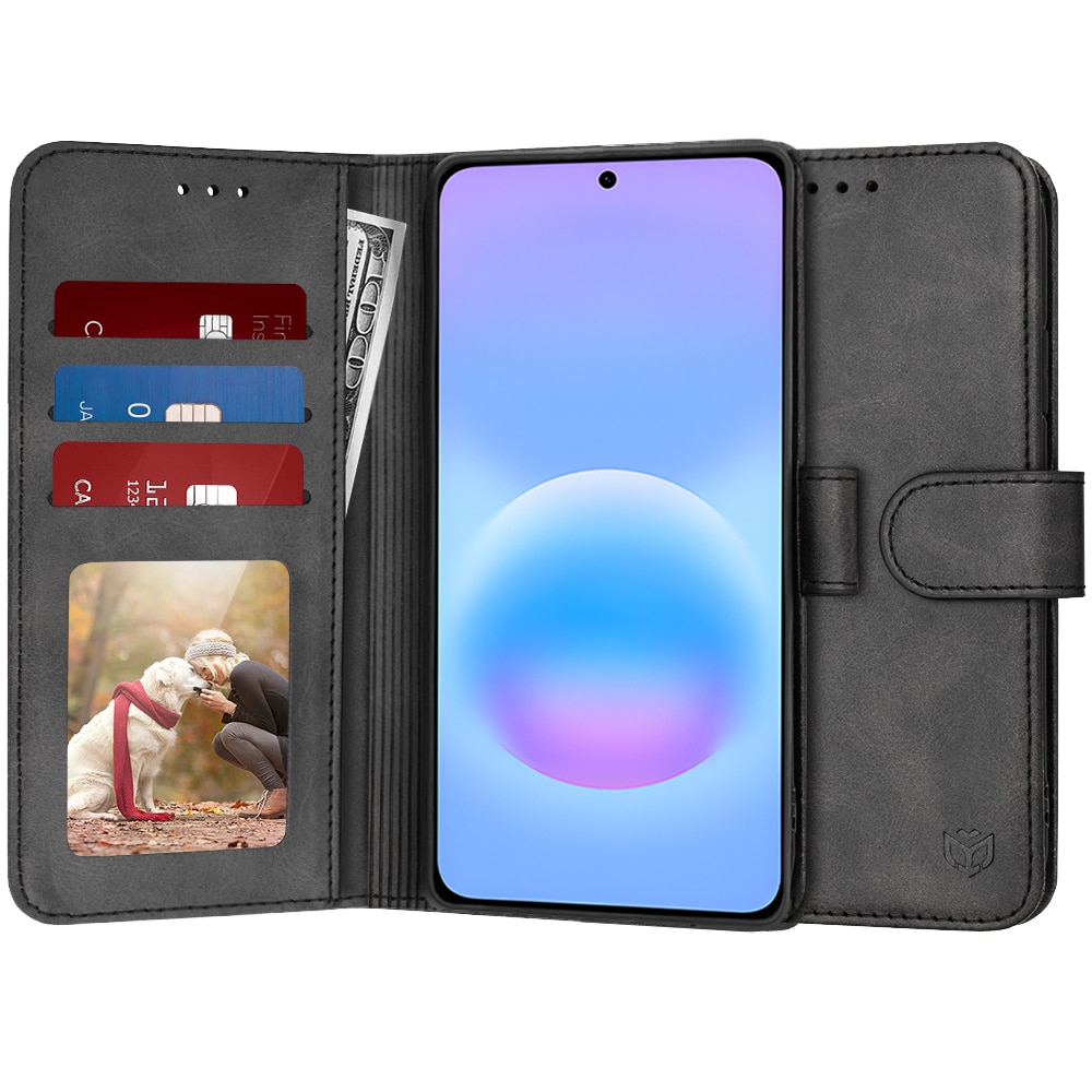 Husa pentru Samsung Galaxy A57 5G, SKYDDAR INNOVATION, Diary Book, tip carte cu Portofel Interior, Antisoc, set cu sticker, Negru