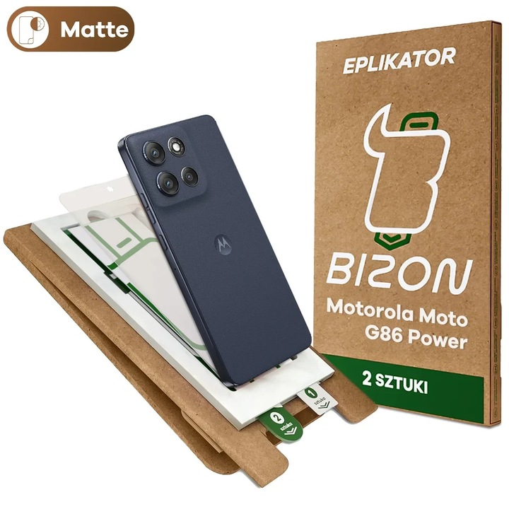 Set 2 folii protectie Bizon Eplikator Film Matte compatibile cu Motorola Moto G86 Power 5G, Transparent