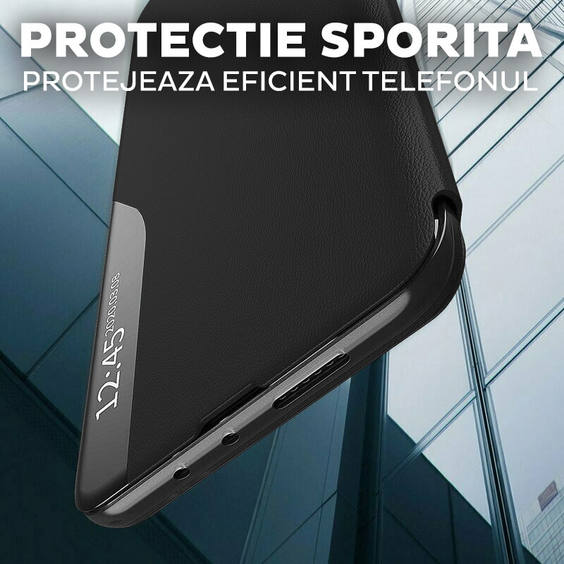 Husa pentru Samsung Galaxy A17 Tip Carte, S-View, Functie de Stand, Calitate Premium, Antisoc, Protectie Sporita, Negru