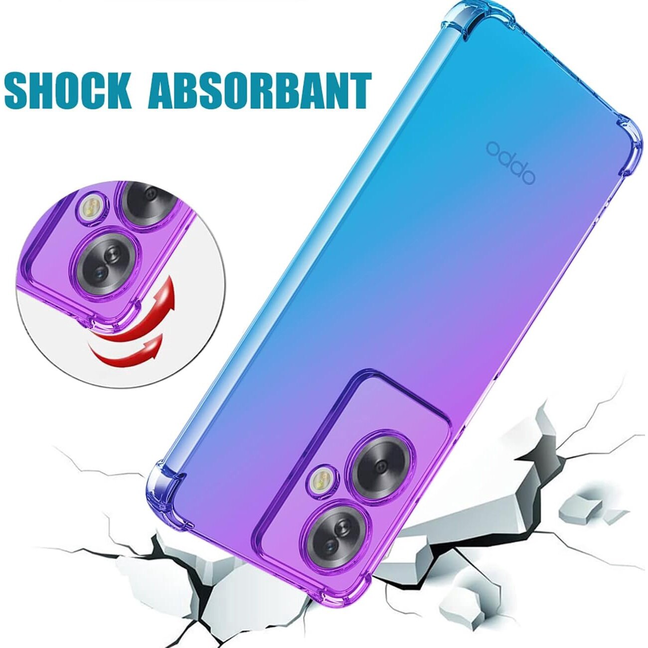 Intelli® Husa de Protectie Compatibila OPPO A79 5G, din silicon gel, Colturi Anti Soc, Protectie Camera, Subtire, Transparent
