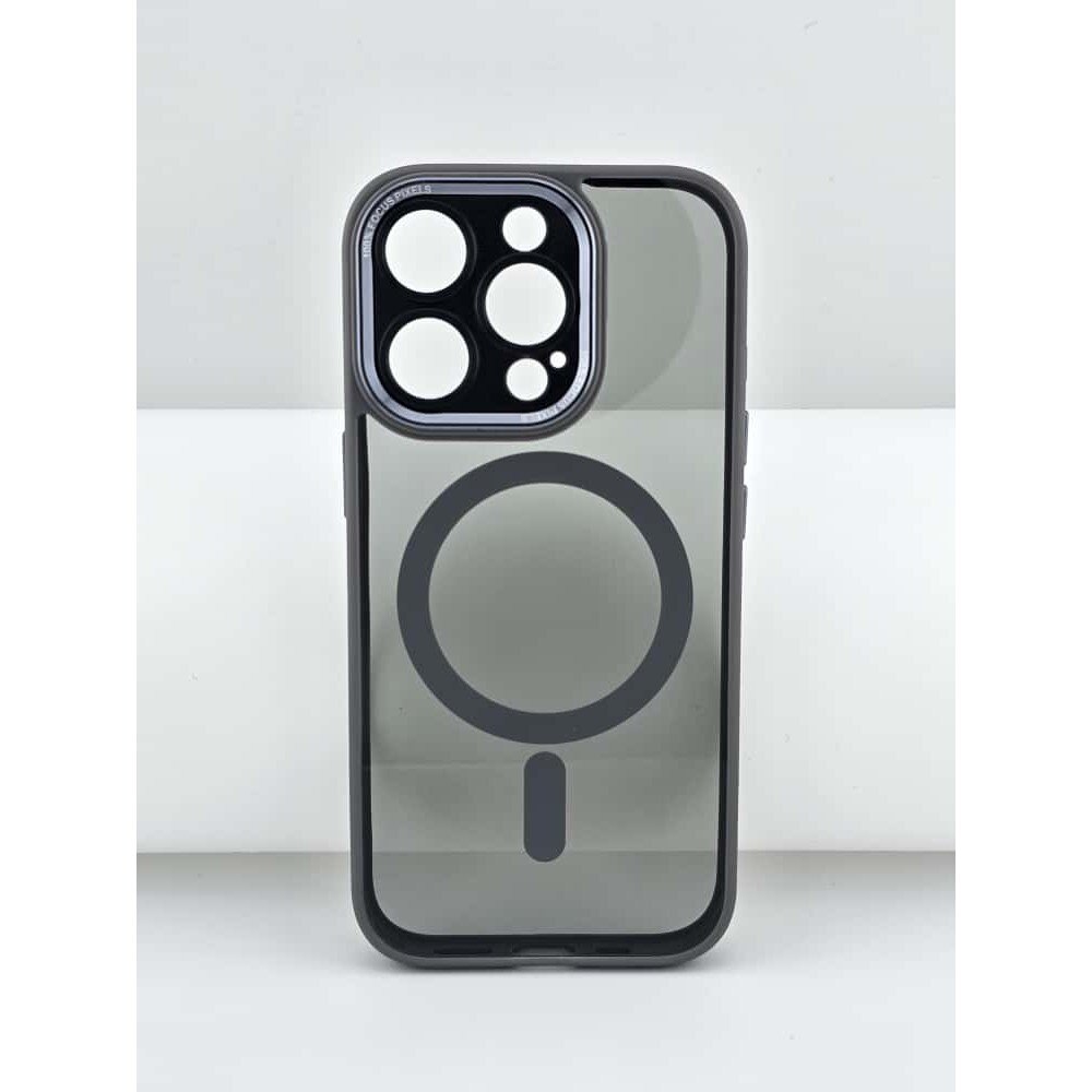 Husa de Protectie Compatibil cu iPhone 16 Pro Max, Flippy, Incarcare Wireless, Tehnologie Magsafe, Carcasa din TPU/ PC, Protectie Camera, Antisoc, Antizgariere, Gri - Transparent