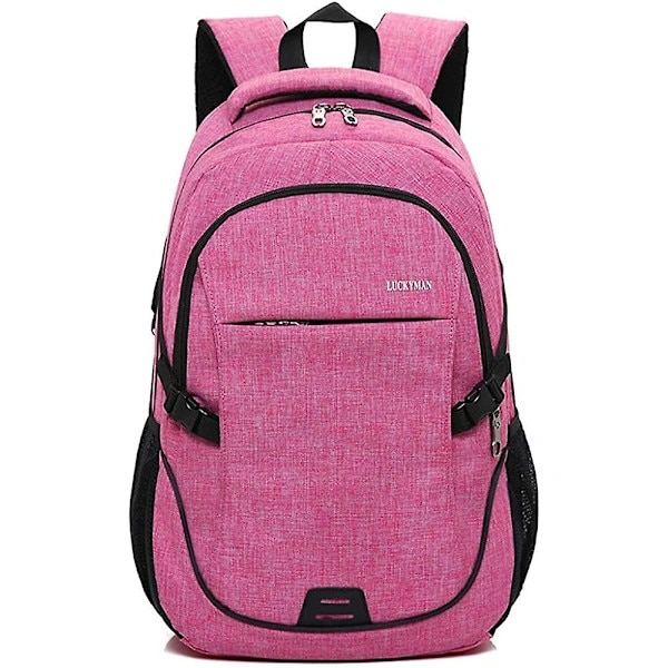 Rucsac laptop, roz/negru, capacitate mare, curele ajustabile, 31x14x50cm