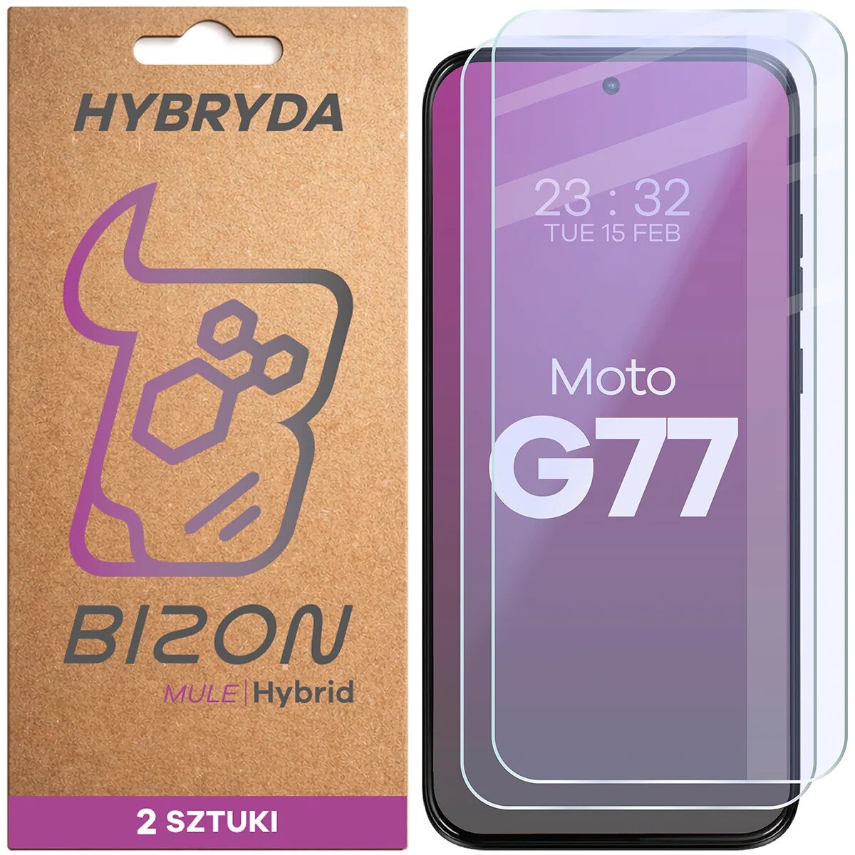 Set 2 Sticla de protectie, Bizon Glass Mule Duo pentru Motorola Moto G77 5G