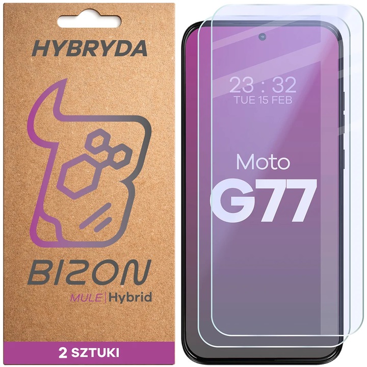 Set 2 Sticla de protectie, Bizon Glass Mule Duo pentru Motorola Moto G77 5G