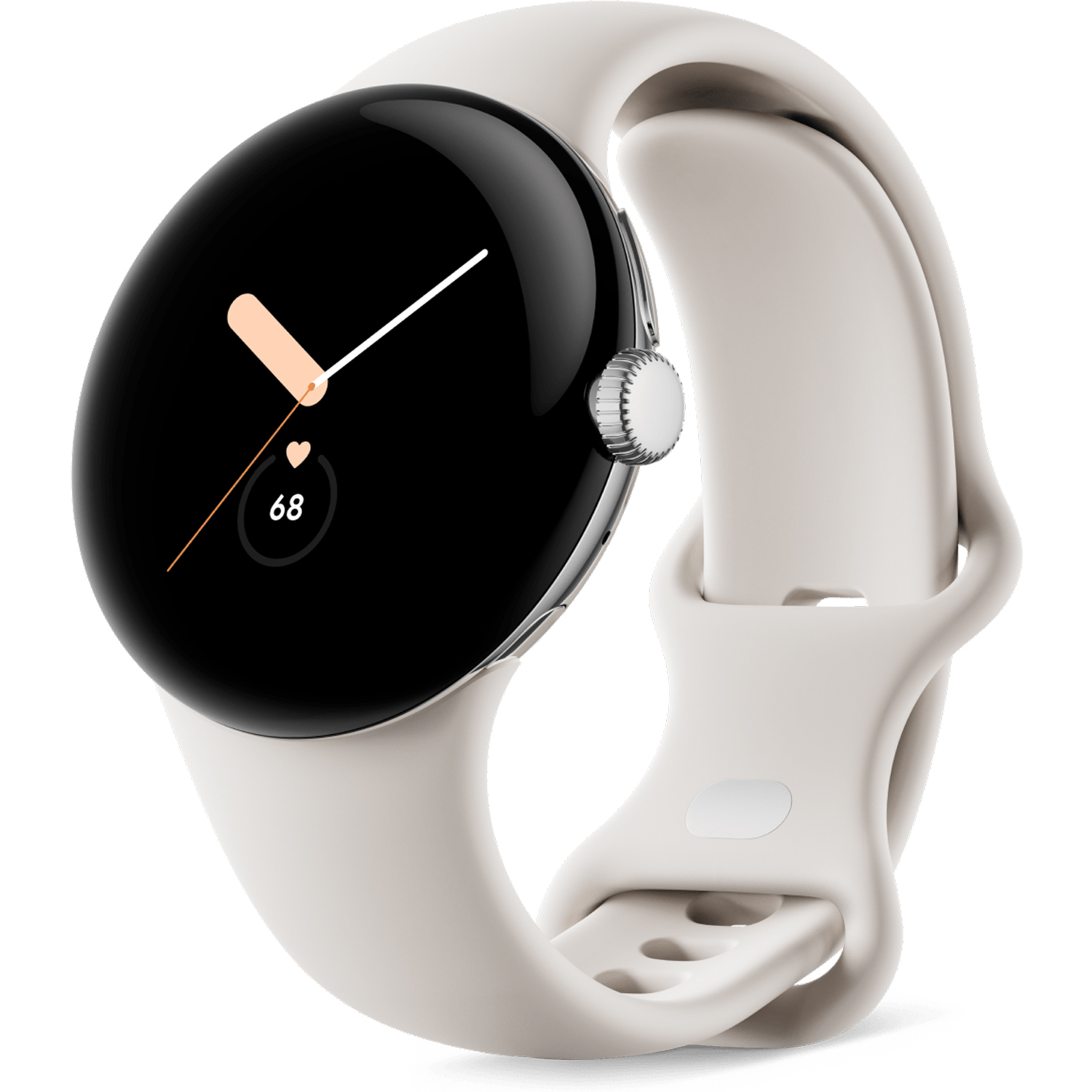 Ceas Smartwatch Google Pixel Watch, GPS + Cellular, Polished Silver Stainless Steel Case, Chalk Active band