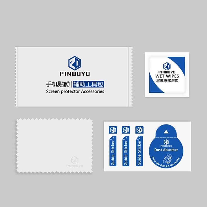Saculet de protectie ERBORD Full Glue pentru telefon, 9H, 0,3mm, transparent, set complet