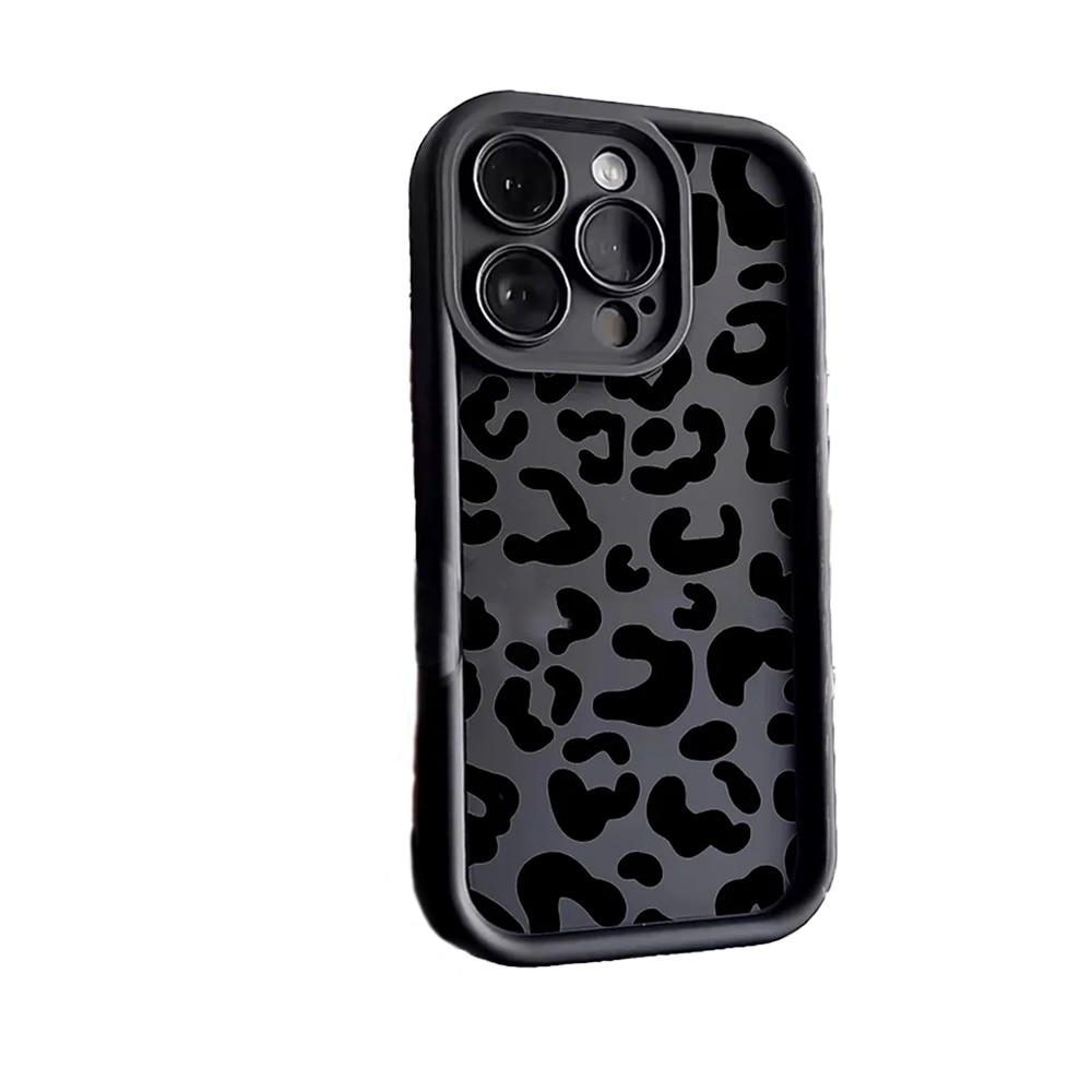Husa pentru Telefon Compatibila cu Apple iPhone 11, G-Tech Glam Leopard Print, Protectie la Camera, Silicon, Margini Ridicate, Aspect Mat, Negru