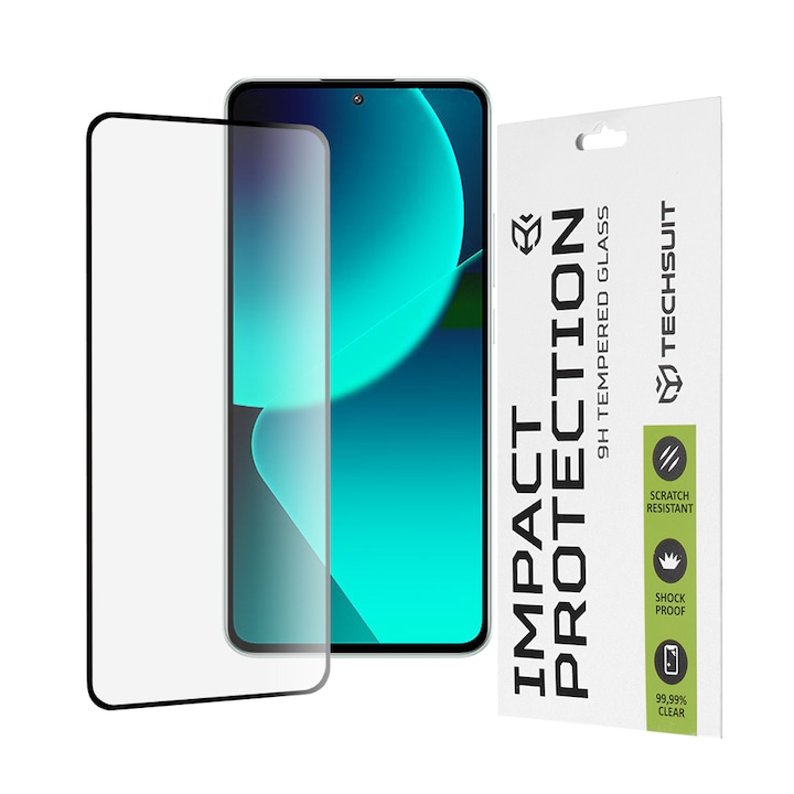Folie protectie telefon, Techsuit, Pentru Xiaomi 13T, Negru/Transparent
