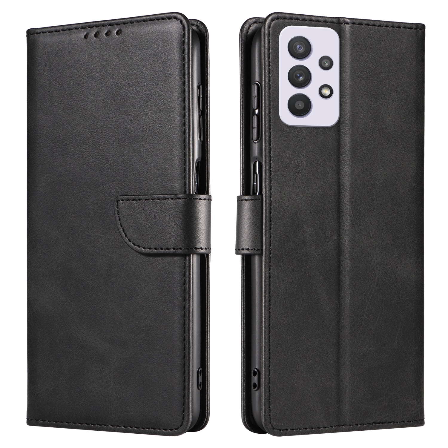Husa din piele pentru Samsung Galaxy A52s, inchidere magnetica, suport card, suport, neagra