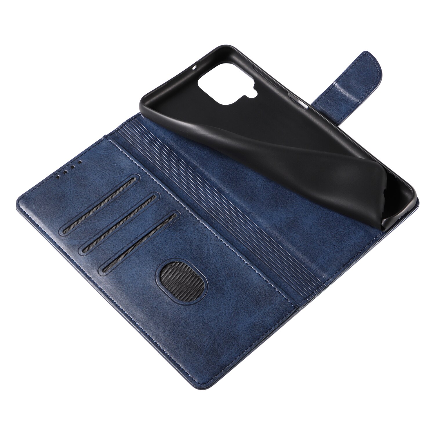 Husa din piele pentru Samsung Galaxy A73 5G, inchidere magnetica, suport card, suport, albastra