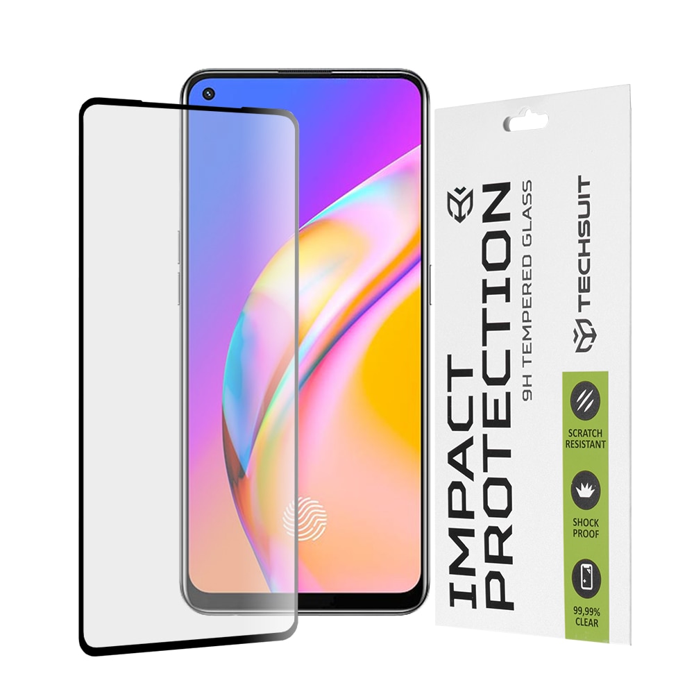 Protector de sticla pentru Oppo A74 4G/A94/A95/Find X5 Lite/Reno5 Lite/Z/Reno7 5G/Realme 9 4G/9 Pro+ - Techsuit Full Cover / Full Glue - Negru