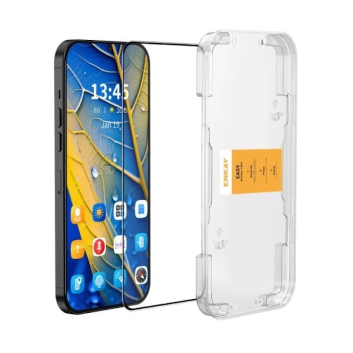 Sticla securizata compatibila cu IPhone 16 Plus, autoaplicare, 3D