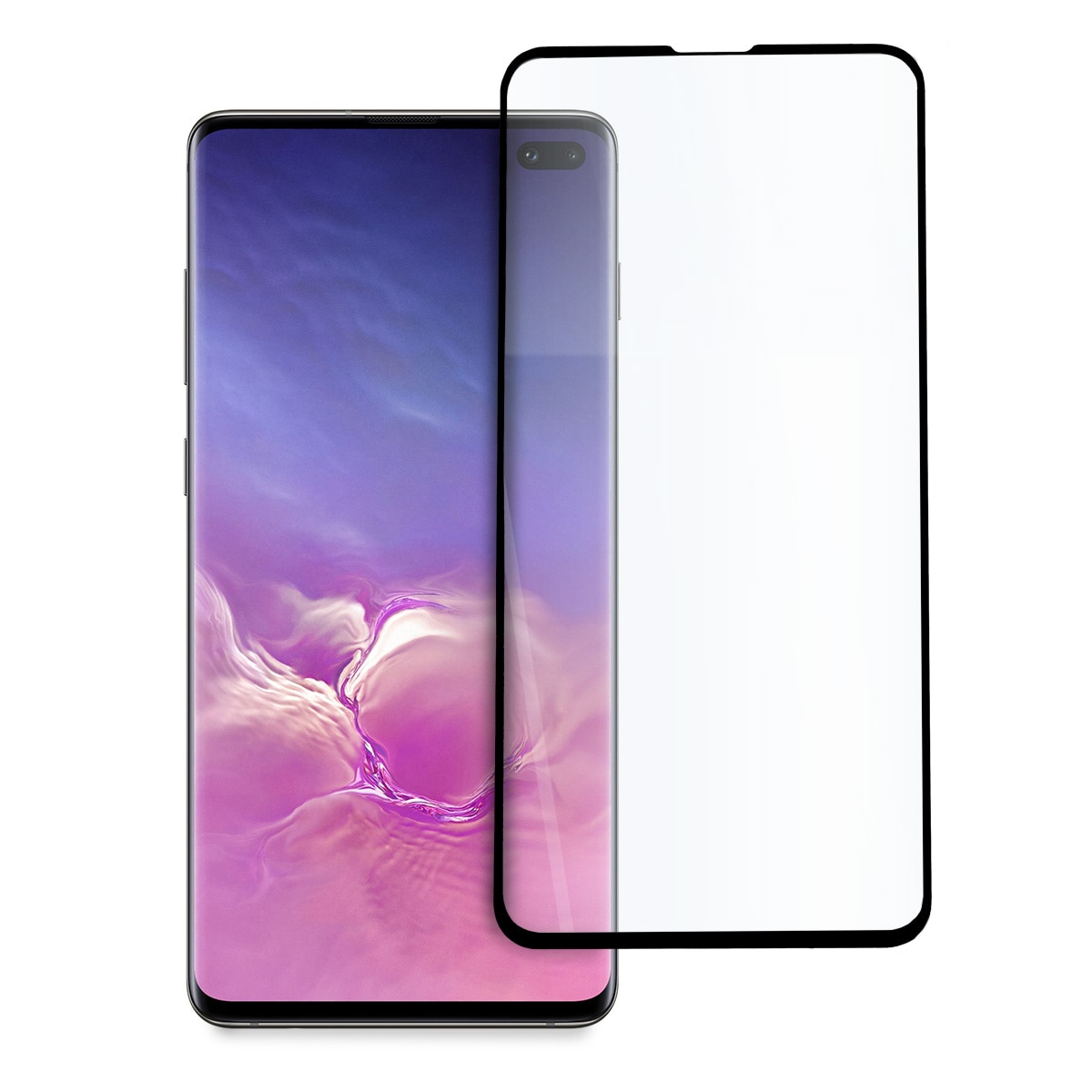 Folie ecran, Hicute, Sticla, Pentru Samsung Galaxy S10 Plus, Negru/Transparent