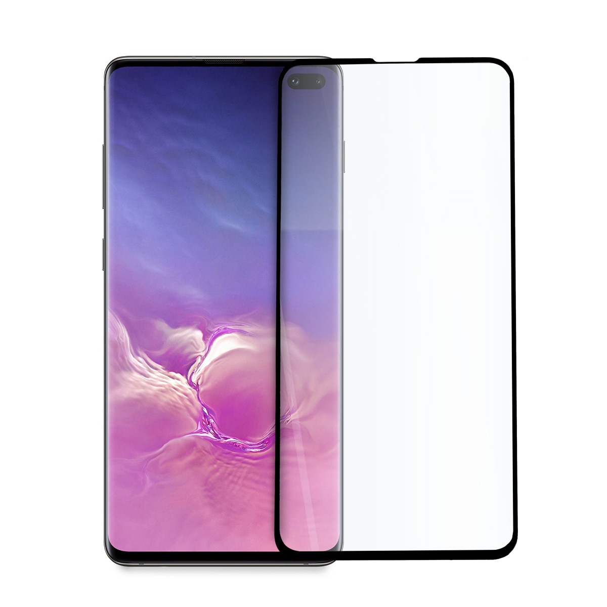 Folie ecran, Hicute, Sticla, Pentru Samsung Galaxy S10 Plus, Negru/Transparent