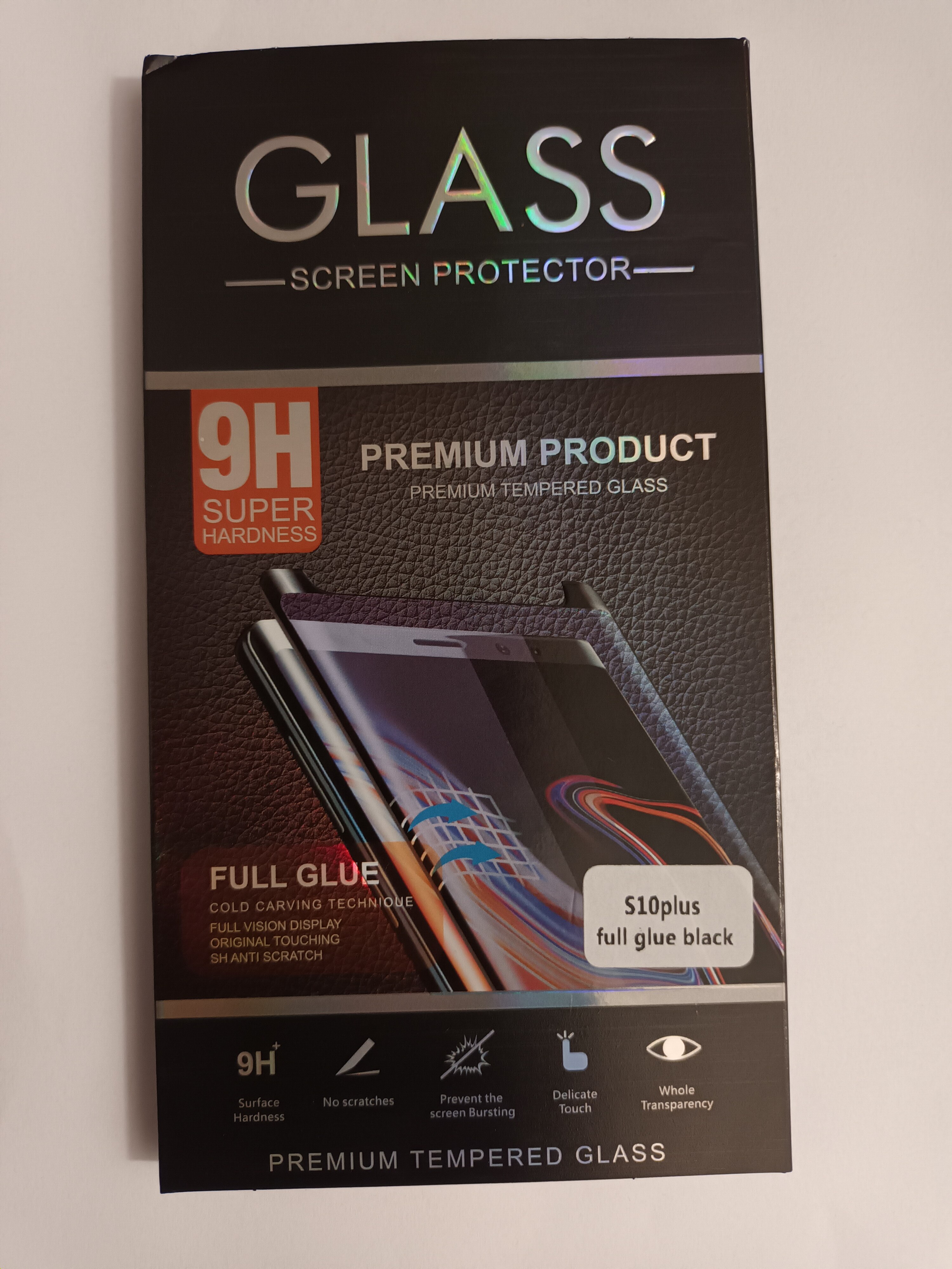 Folie ecran, Hicute, Sticla, Pentru Samsung Galaxy S10 Plus, Negru/Transparent