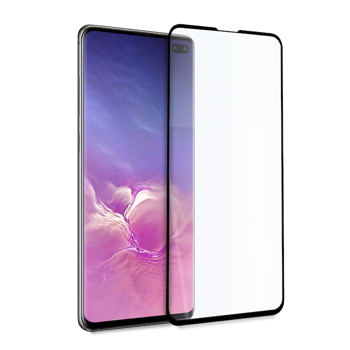 Folie ecran, Hicute, Sticla, Pentru Samsung Galaxy S10 Plus, Negru/Transparent