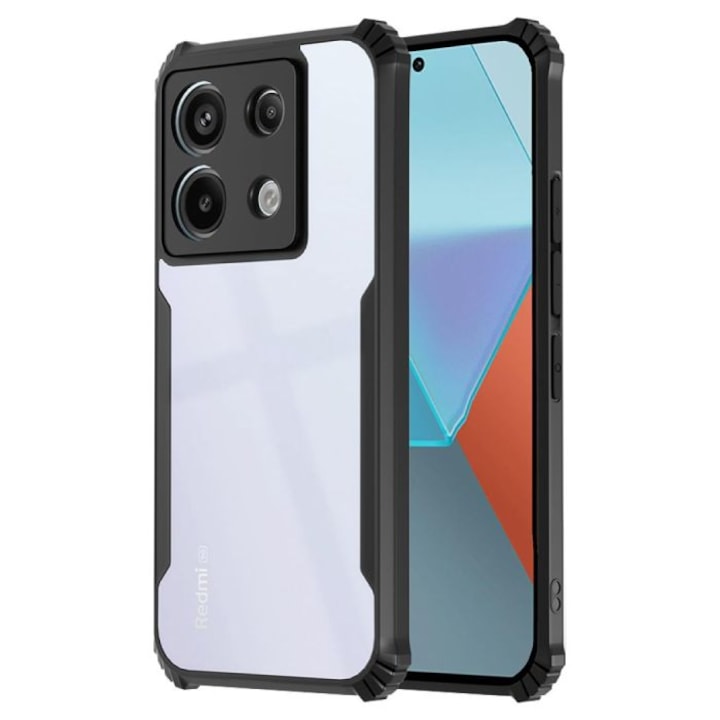 Husa Anti Drop pentru Xiaomi Redmi Note 13 Pro 4G Antisoc, Colturi intarite, negru transparent