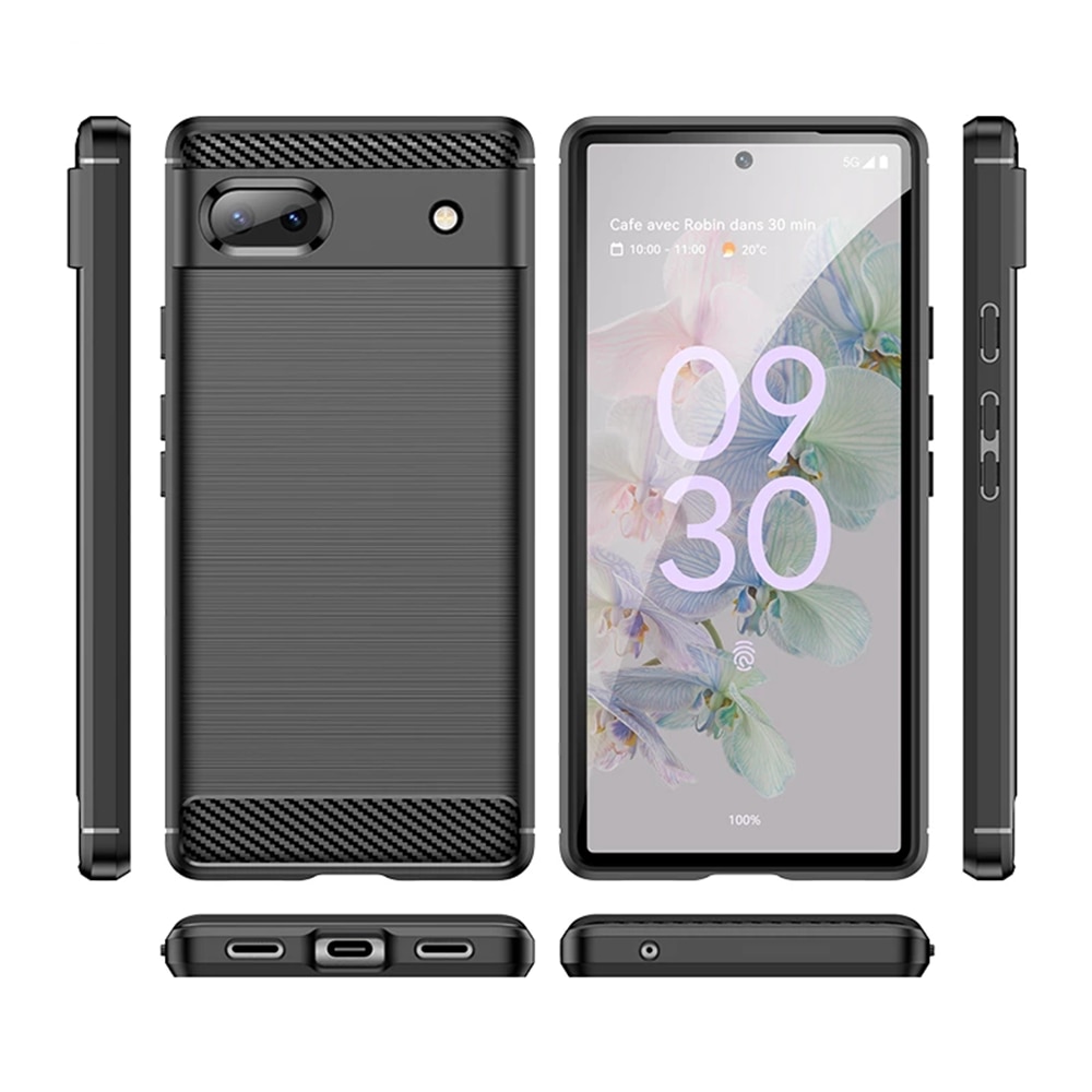Husa telefon pentru Google Pixel 6A, TPU Carbon, Techsuit, negru
