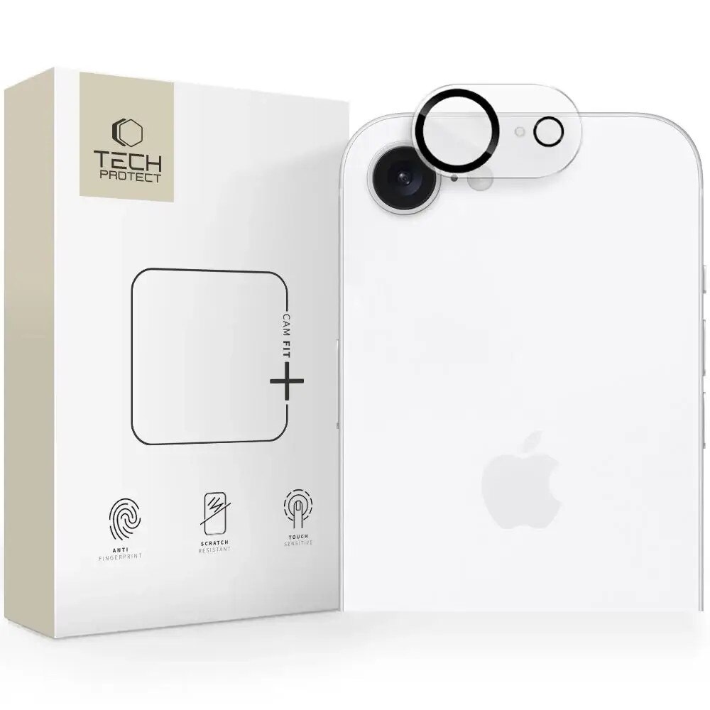 Folie sticla camera foto TECH-PROTECT Cam Fit+ compatibila cu iPhone 16e Clear
