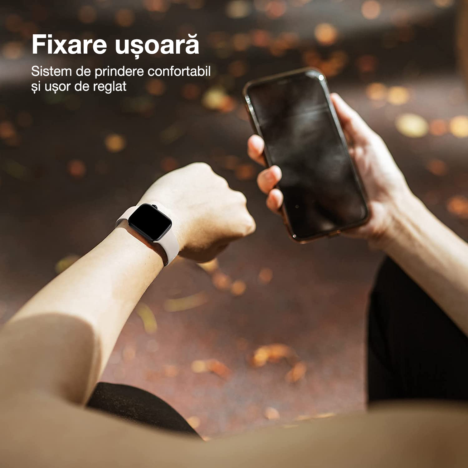 Curea silicon Hoco compatibila cu Apple Watch 1/2/3/4/5/6/SE/7/8, 42/44/45/49mm, Bej