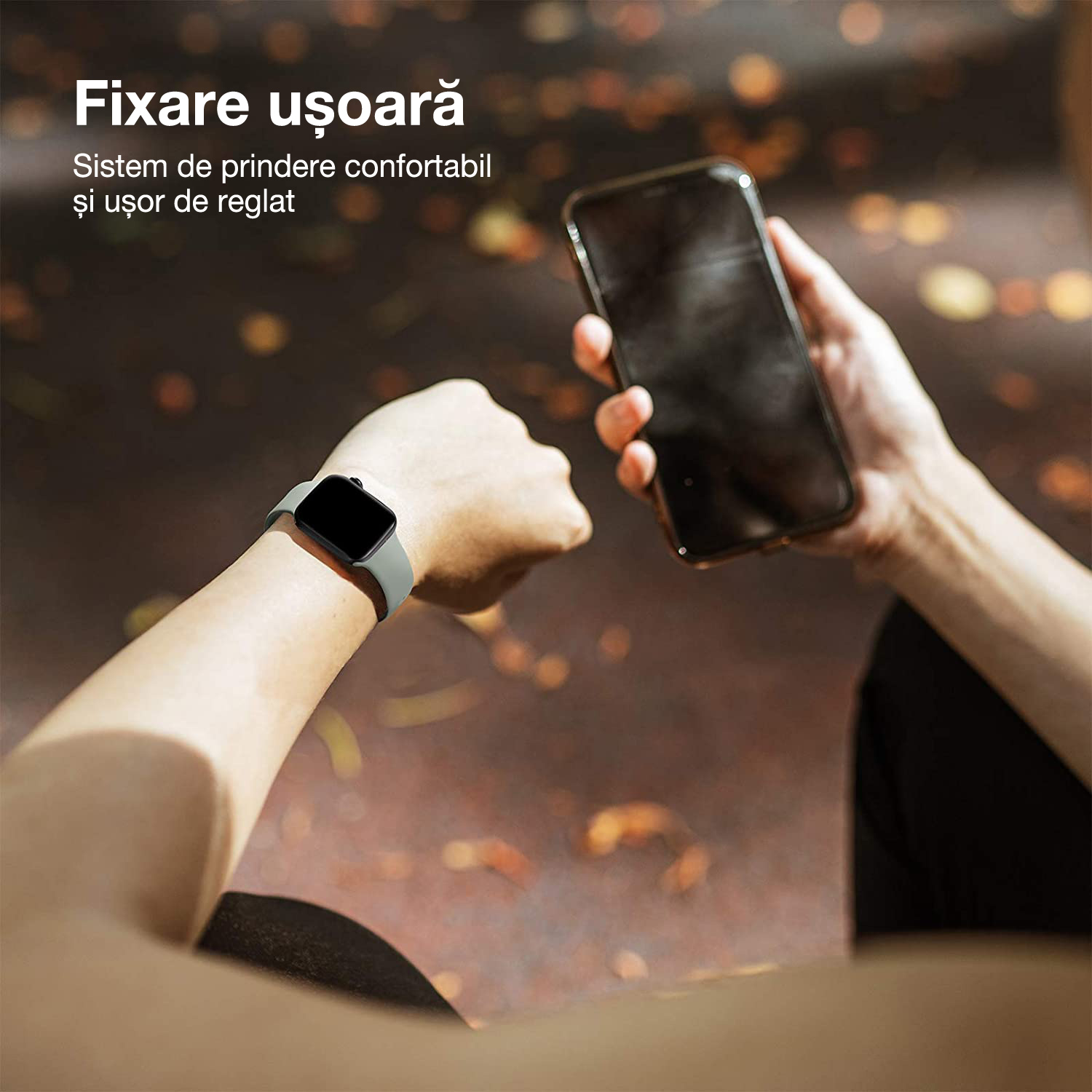 Curea silicon Hoco compatibila cu Apple Watch 1/2/3/4/5/6/SE/7/8, 42/44/45/49mm, Gri