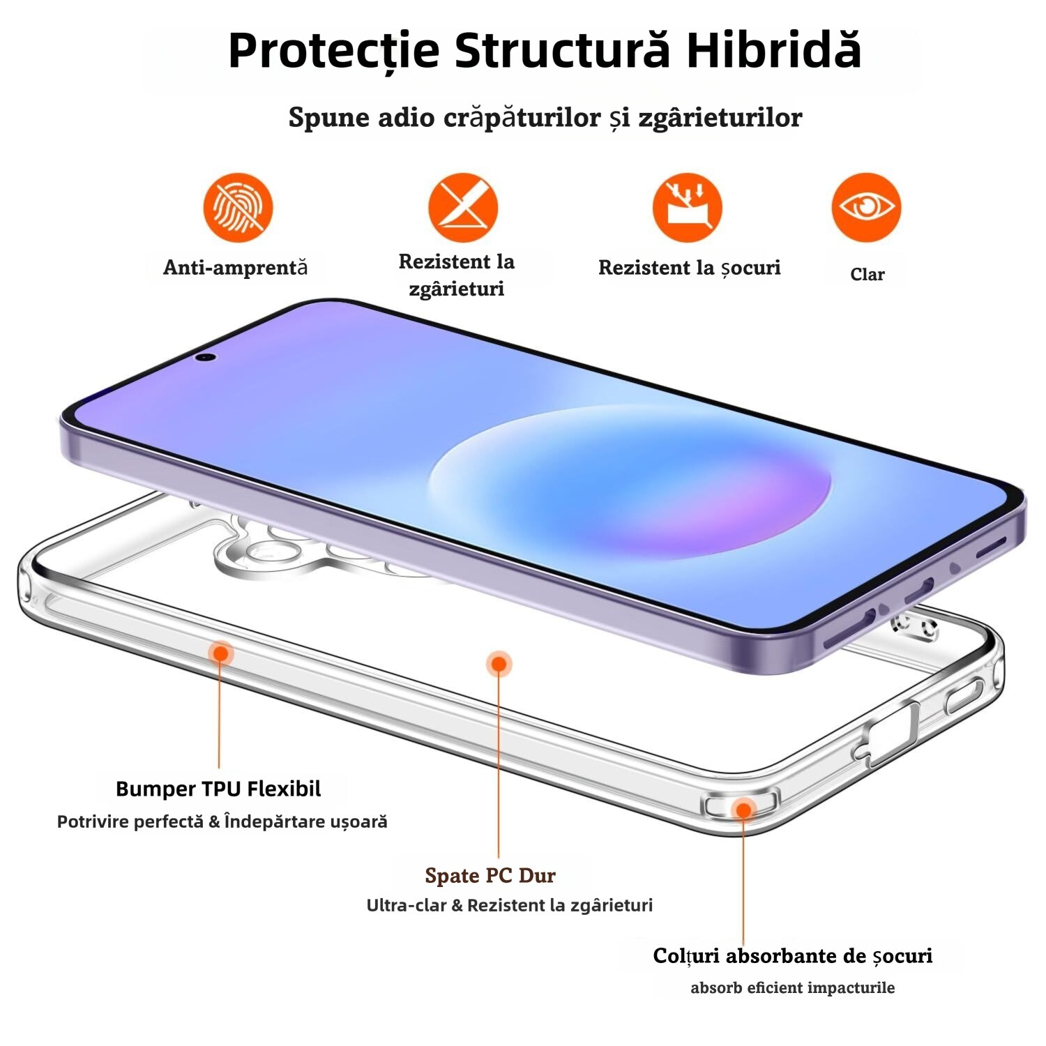 Husa Compatibila cu Samsung Galaxy A57 5G cu 2 folii de Protectie din Sticla Temperata, MOGU Set Protectie 360, Husa Moale din TPU, Anti-Soc, Anti-Ingalbenire, Protectie La Camere, Acoperire Completa, Transparenta