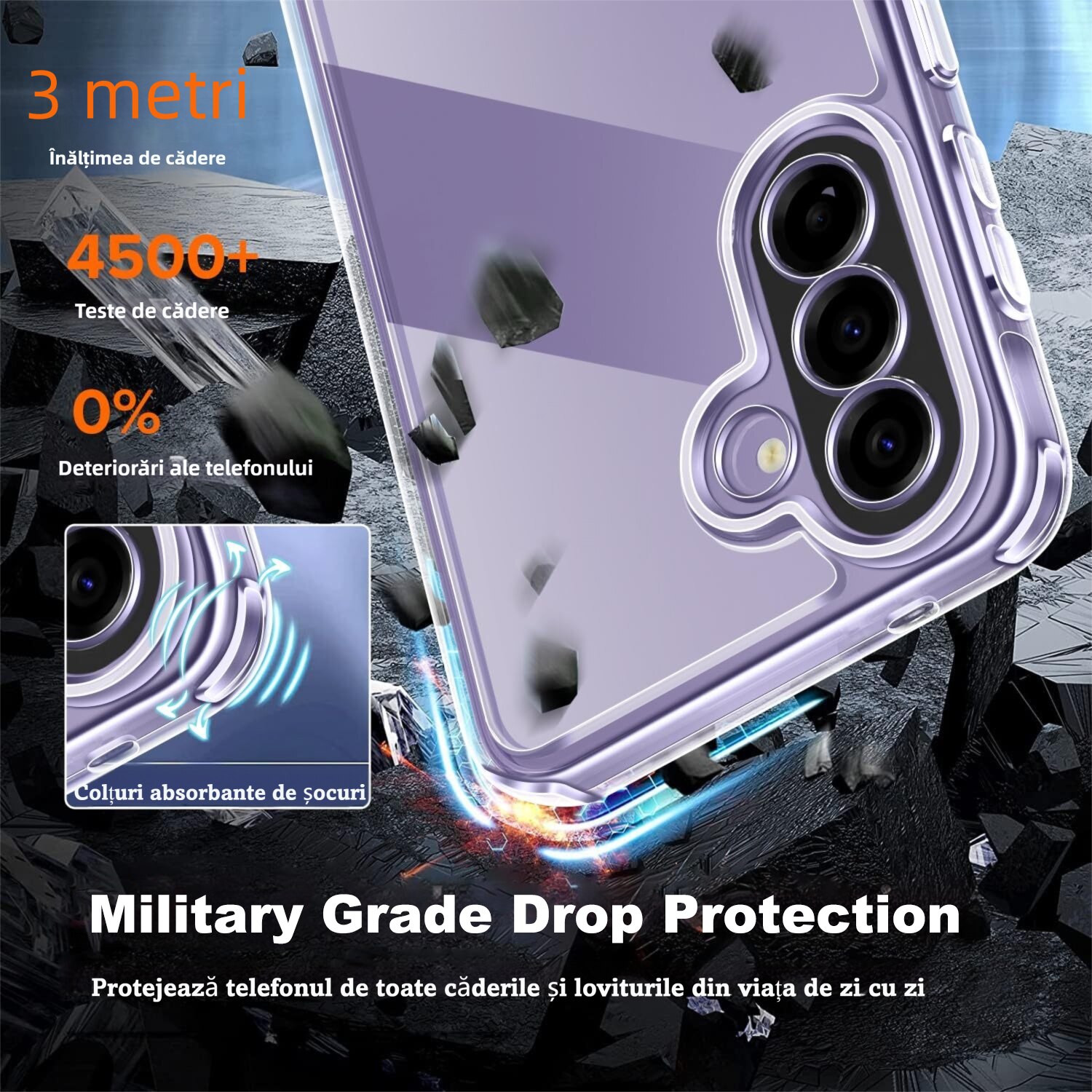 Husa Compatibila cu Samsung Galaxy A57 5G cu 2 folii de Protectie din Sticla Temperata, MOGU Set Protectie 360, Husa Moale din TPU, Anti-Soc, Anti-Ingalbenire, Protectie La Camere, Acoperire Completa, Transparenta