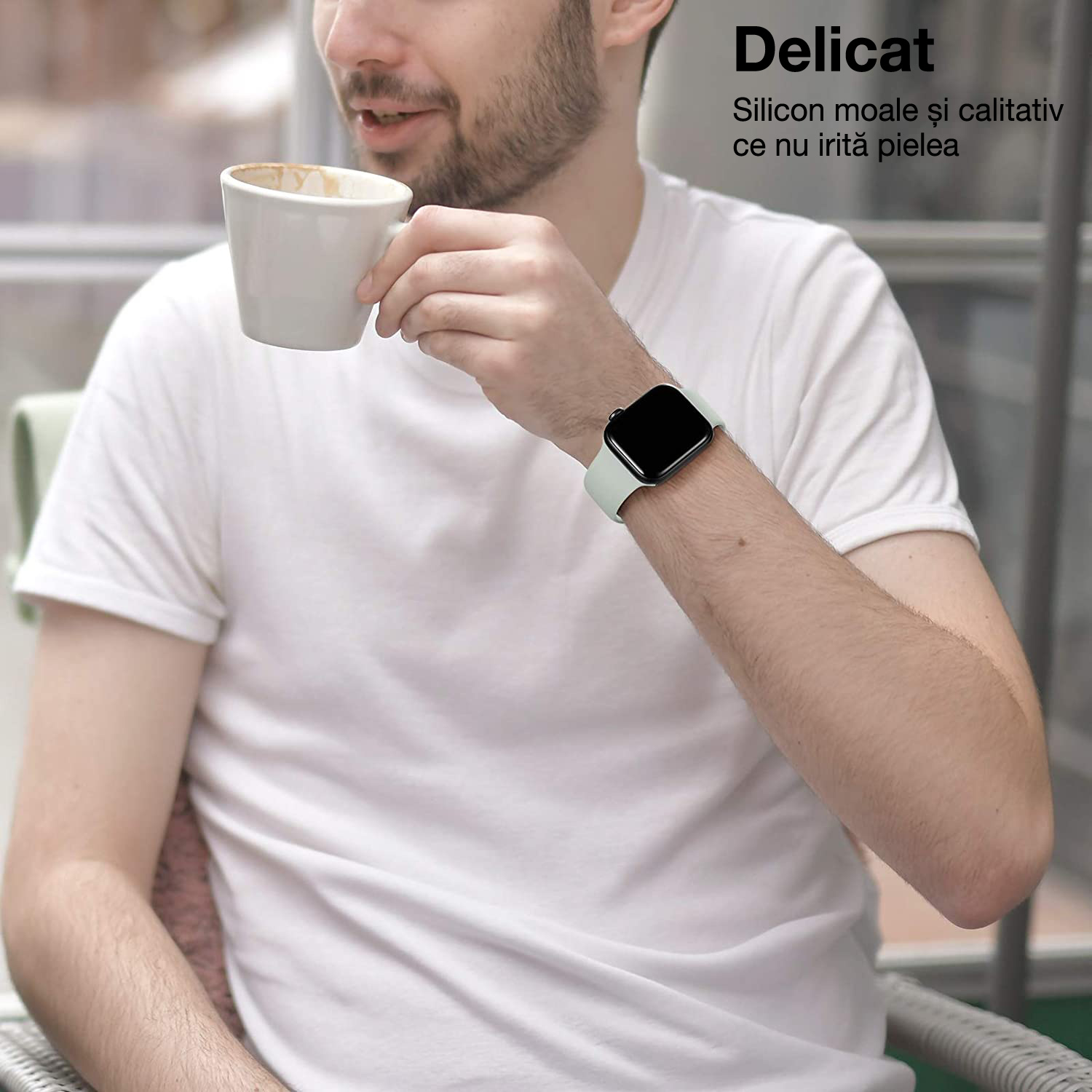 Curea silicon Hoco compatibila cu Apple Watch 1/2/3/4/5/6/SE/7/8, 38/40/41mm, Gri