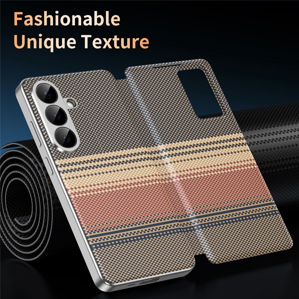 Husa pentru Samsung Galaxy A57 5G Smart View din piele, Model Gradient, Raspuns apel fara deschidere, Protectie 360°, Inchidere Magnetica, Protectie Camera, Protectie Sporita, Maro