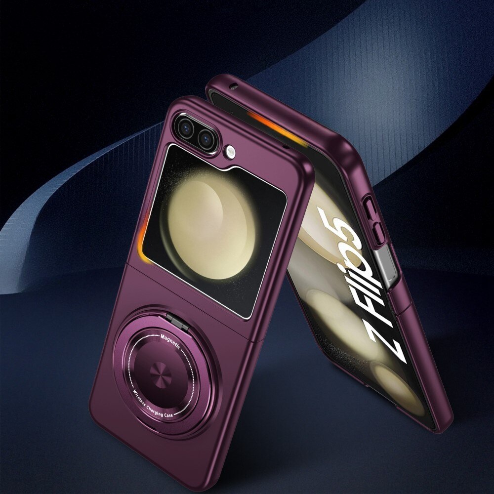 Husa telefon, XGSM, pentru Samsung Galaxy Z Flip5 5G, fioleta, cu functie MagSafe, cu suport pentru deget, Violet
