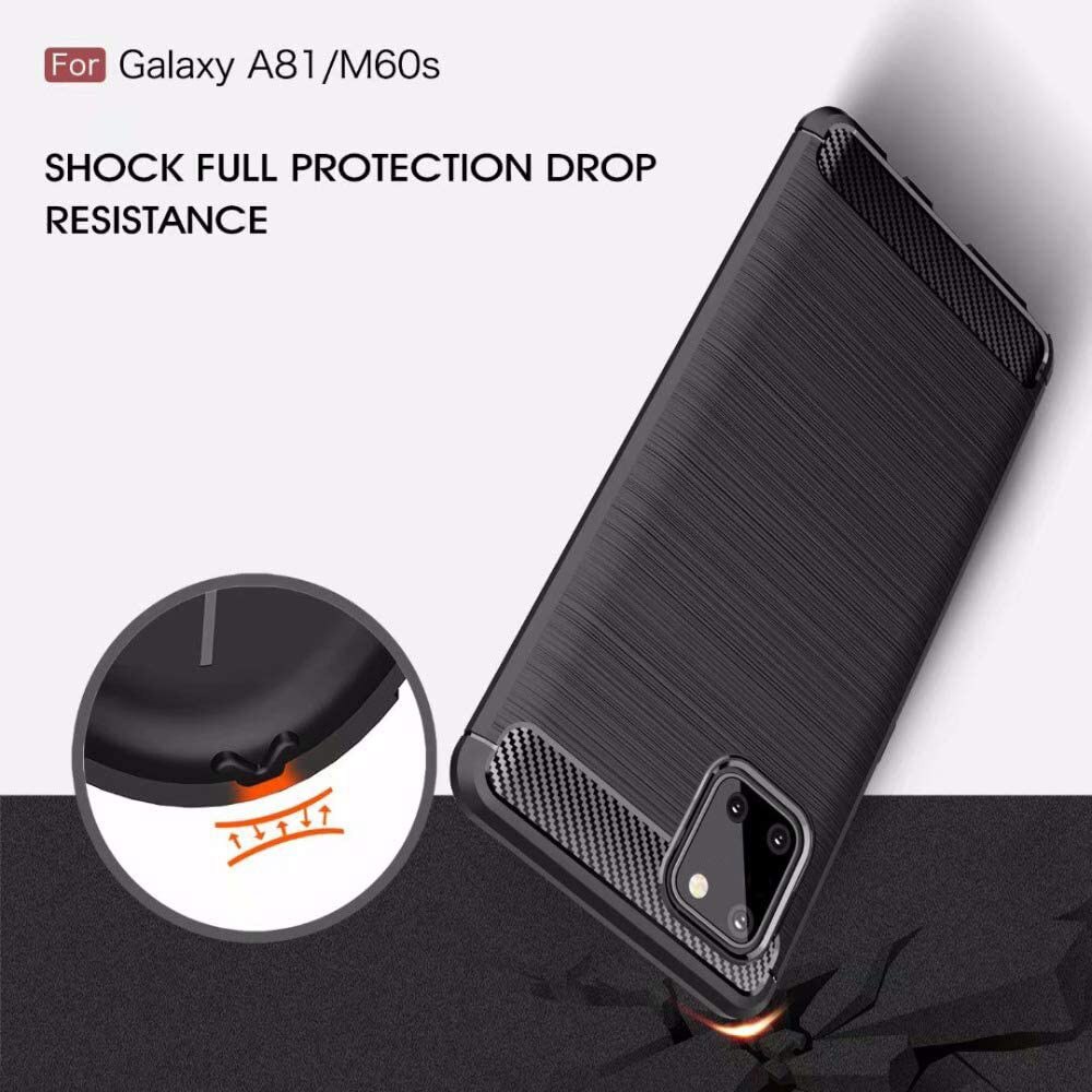 Husa pentru Samsung Galaxy Note 10 Lite, Accesorio Carbon Silicone, Negru