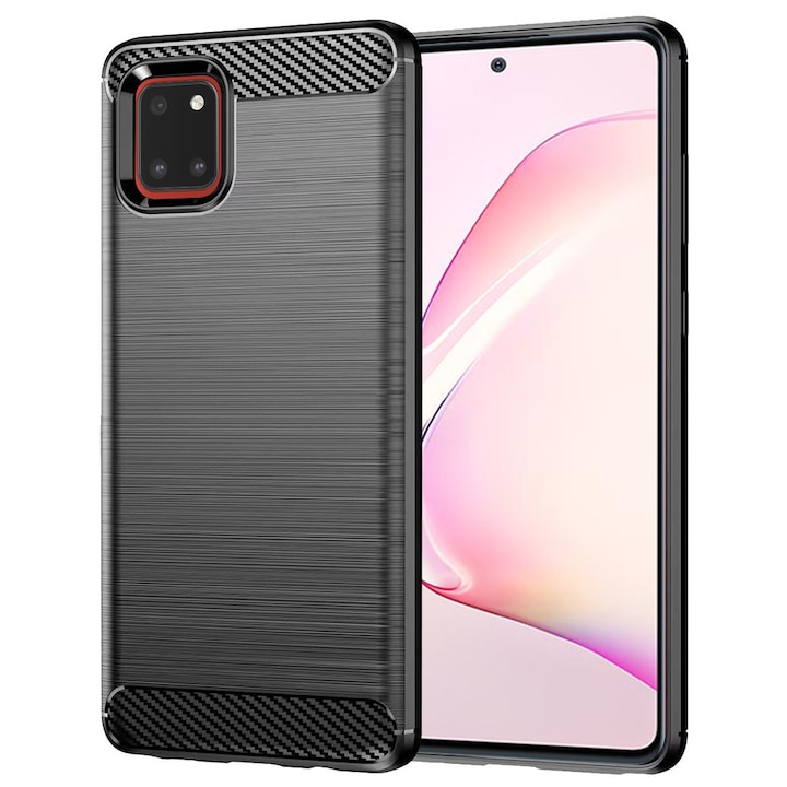 Husa pentru Samsung Galaxy Note 10 Lite, Accesorio Carbon Silicone, Negru