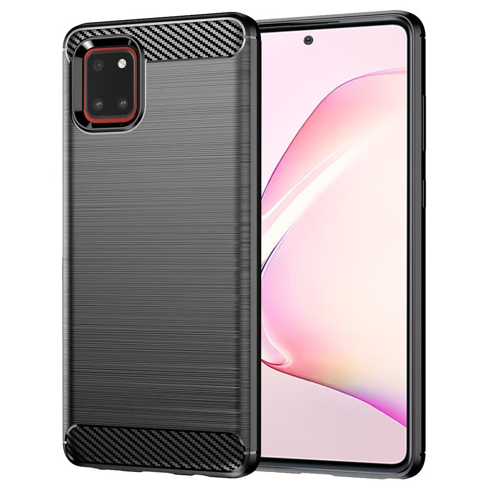 Husa pentru Samsung Galaxy Note 10 Lite, Accesorio Carbon Silicone, Negru