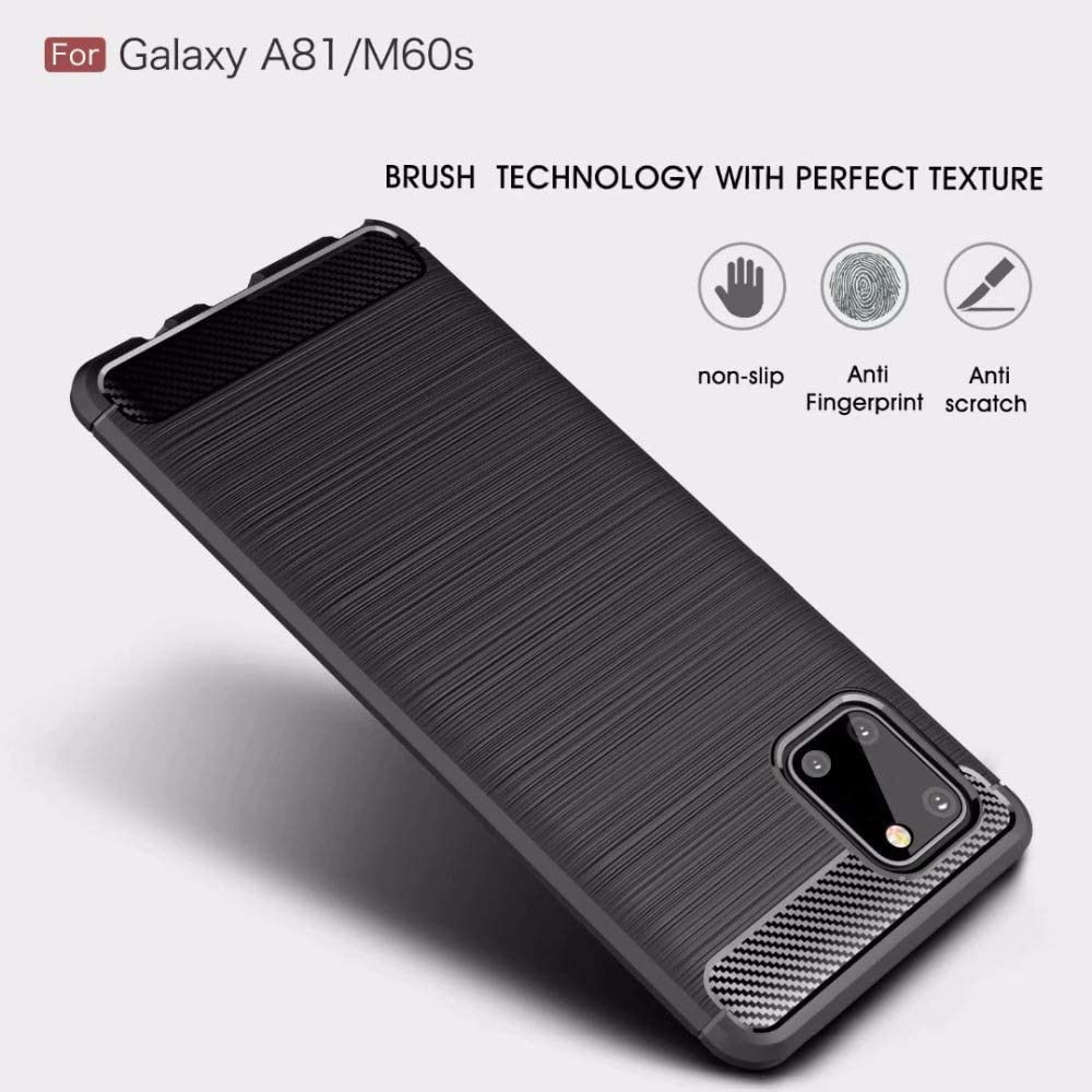 Husa pentru Samsung Galaxy Note 10 Lite, Accesorio Carbon Silicone, Negru