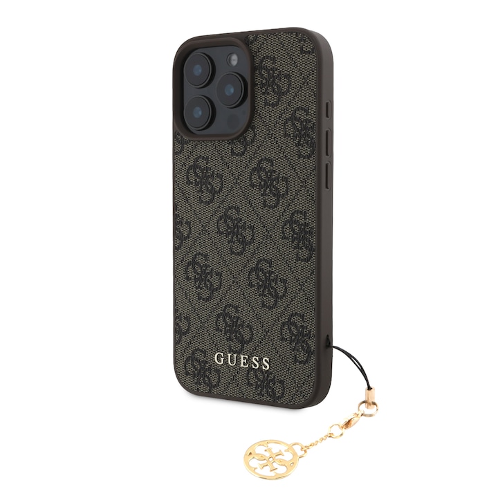 Husa de protectie Guess 4G Charm pentru iPhone 16 Pro Max, Tone on Tone Maro